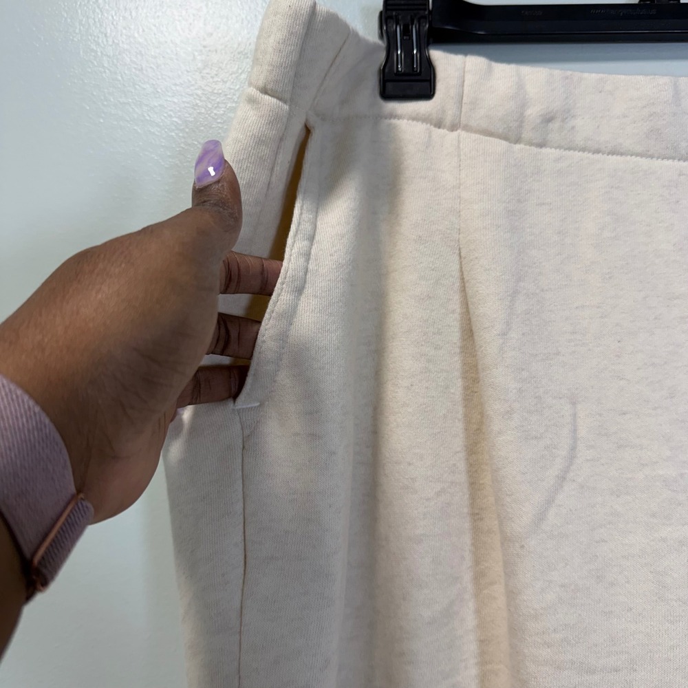 Aerie Wide Leg Sweatpants Cream Heather High Waisted Fleece Lounge Pants XXL NWT - Picture 2 of 6